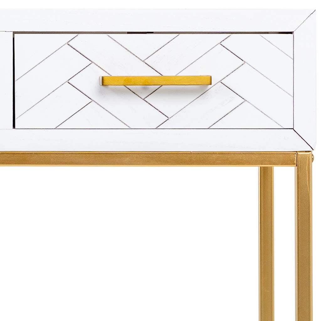 Mobile ingresso con due cassetti, legno e metallo, 120x40x69h cm
