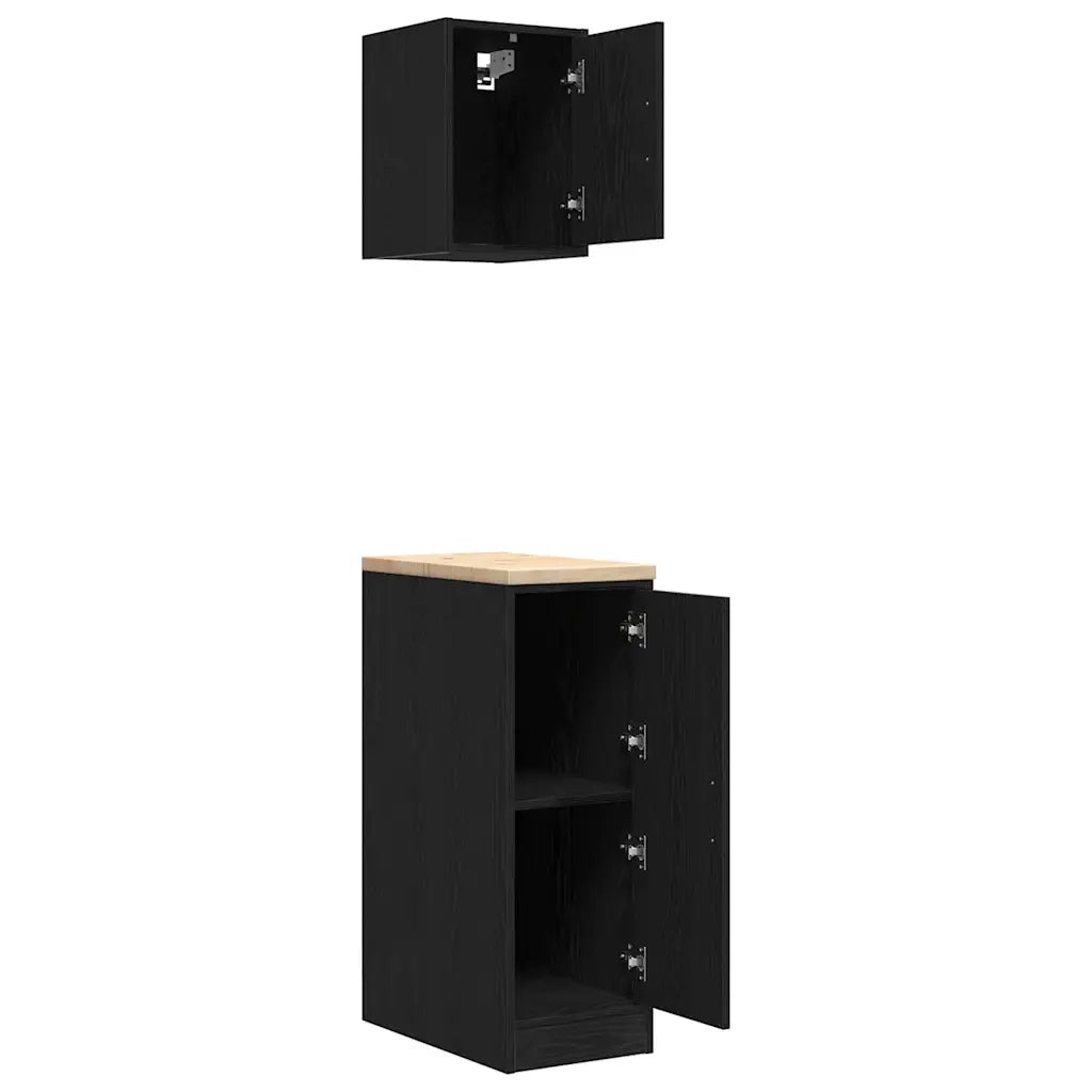 Armadi da Garage 2 pz Neri in Legno Multistrato 3328288