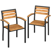 Set di 2 Sedie Impilabili da Esterno in Legno con Finitura Naturale.
