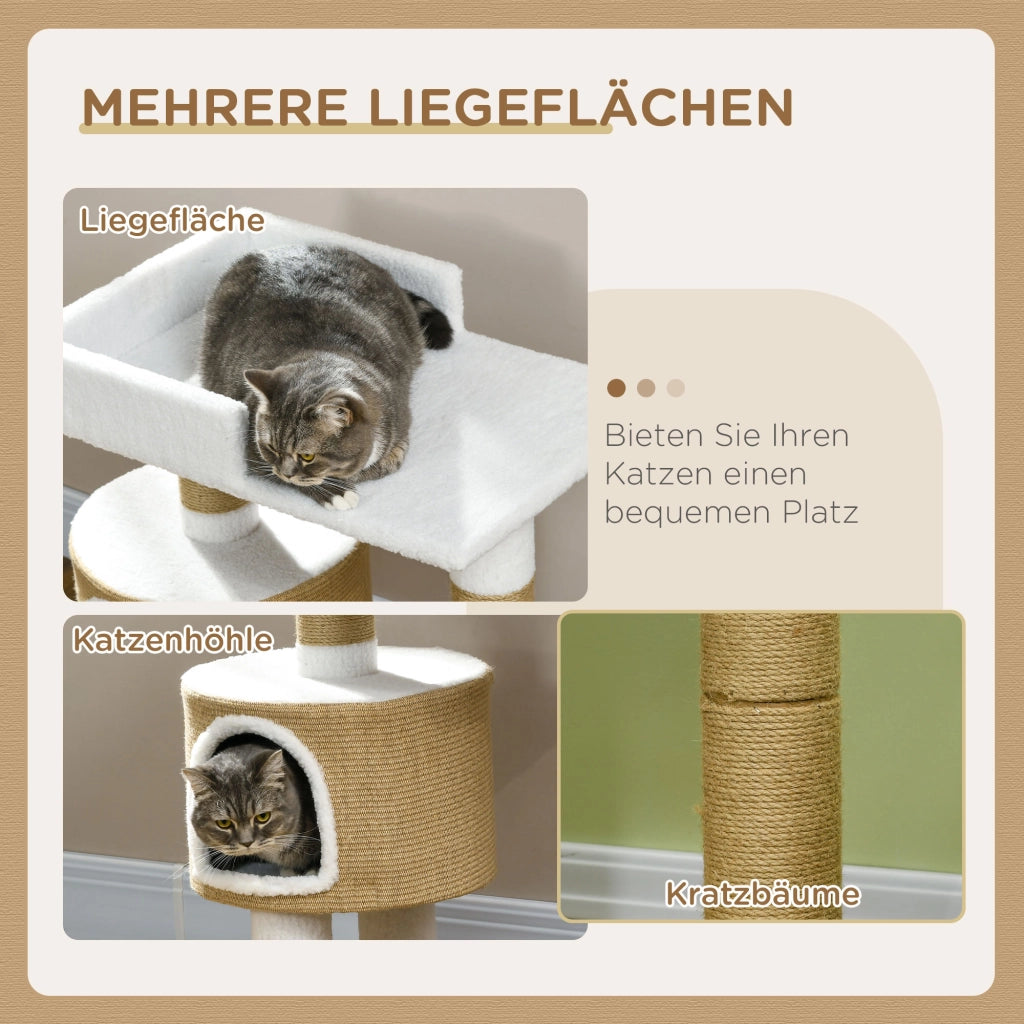 Tiragraffi per Gatti con Cuccia ¨C Xylo ¨C 70x49x79 cm, Naturale e Bianco
