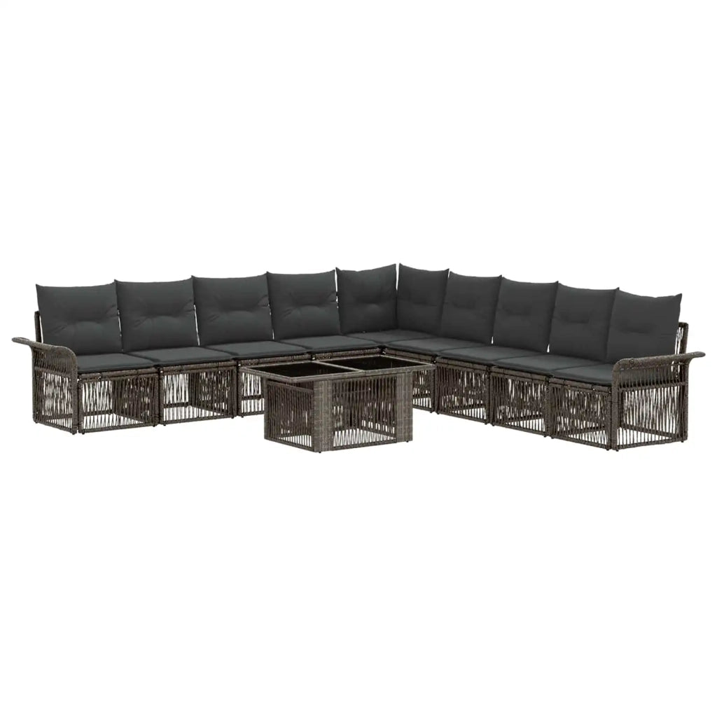 Set Divano da Giardino 10 pz Grigio e Grigio Scuro polyrattan 3436649