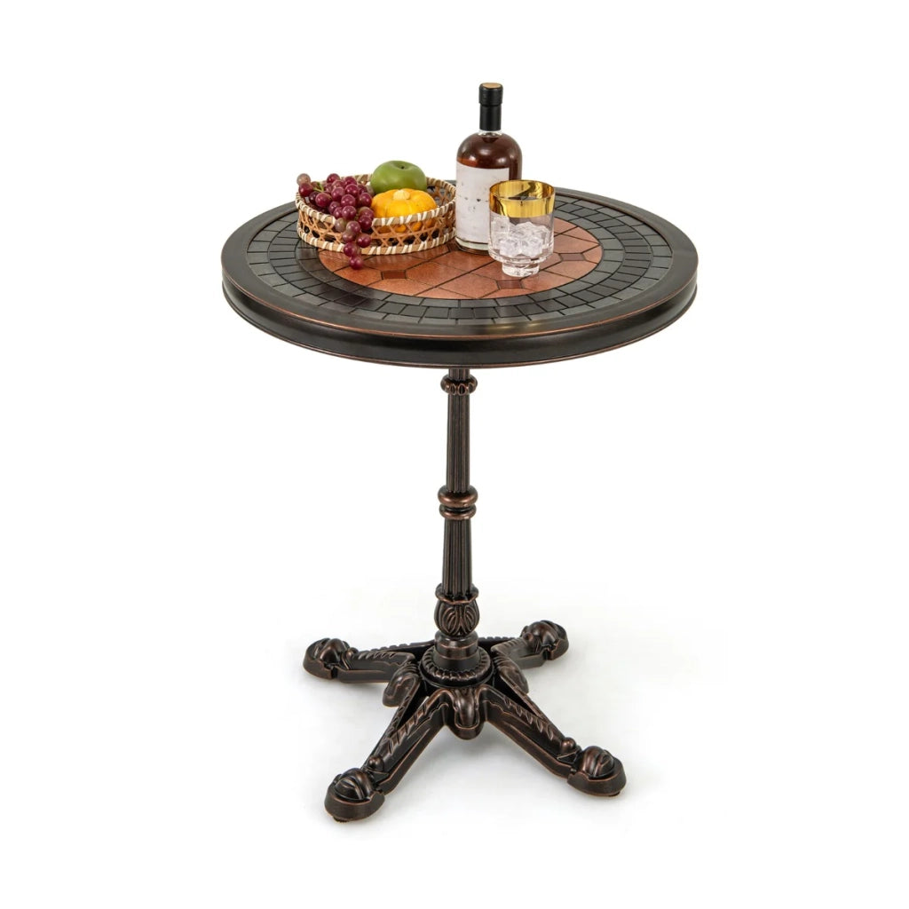 Tavolo da pranzo rotondo 60,5 x 60,5 x 73 cm per 2-4 persone design elegante ambiente esterno alluminio pressofuso finitura bronzo 20_0014050