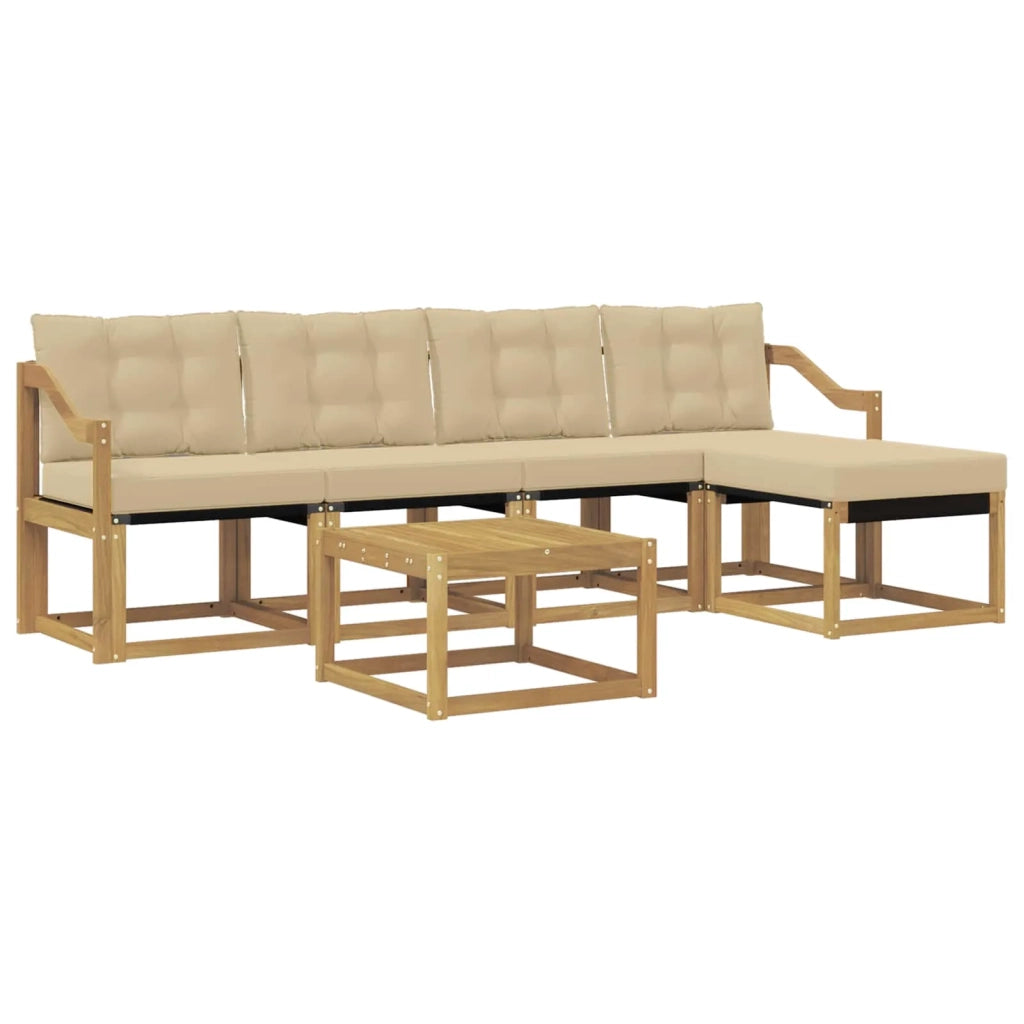 Set di divani da esterno con cuscino 6 pcs Bianco e Beige 3389415