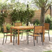 Set Pranzo Giardino  5 Pezzi Rattan Nero Acacia