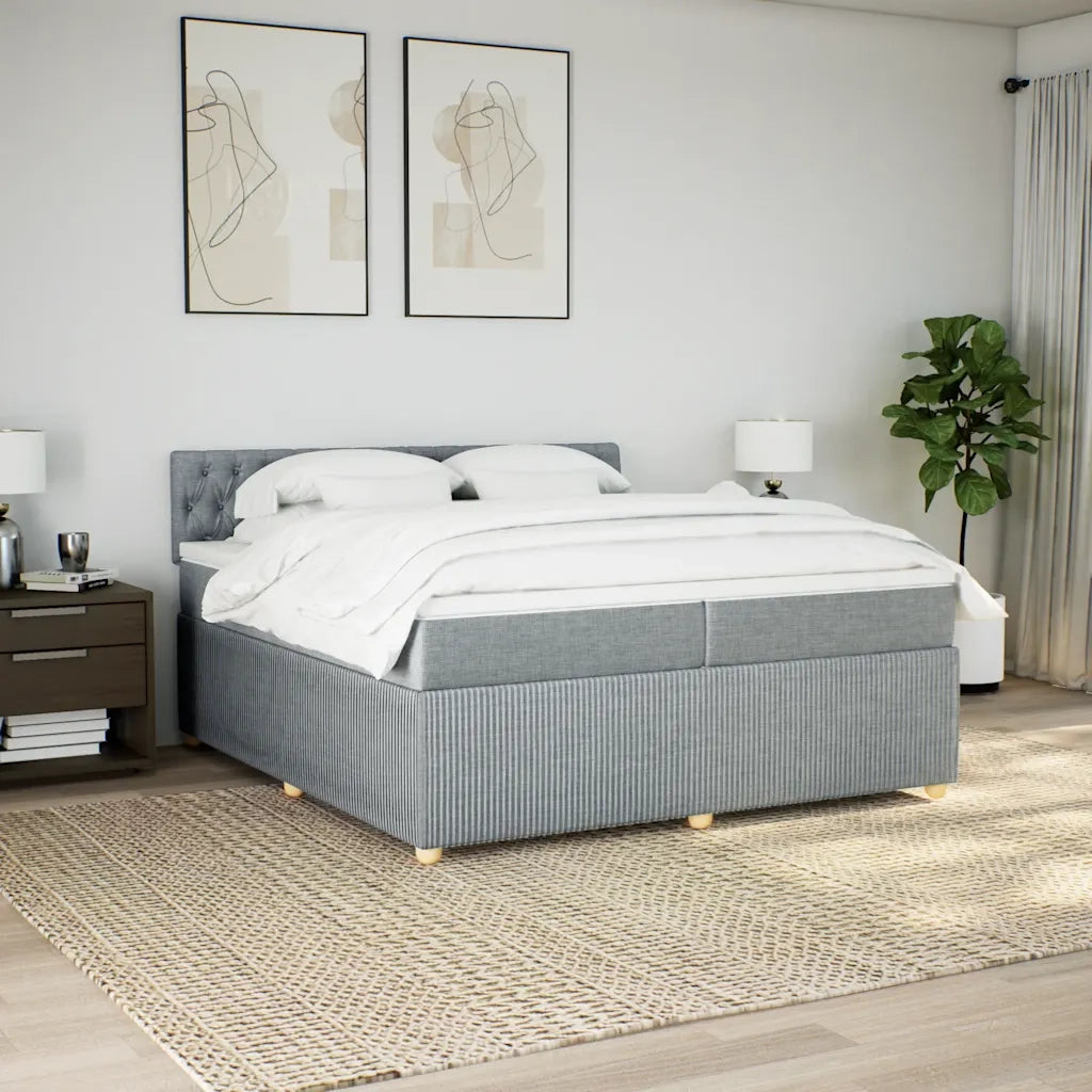 Giroletto a Molle con Materasso Grigio Chiaro 200x200cm Tessuto