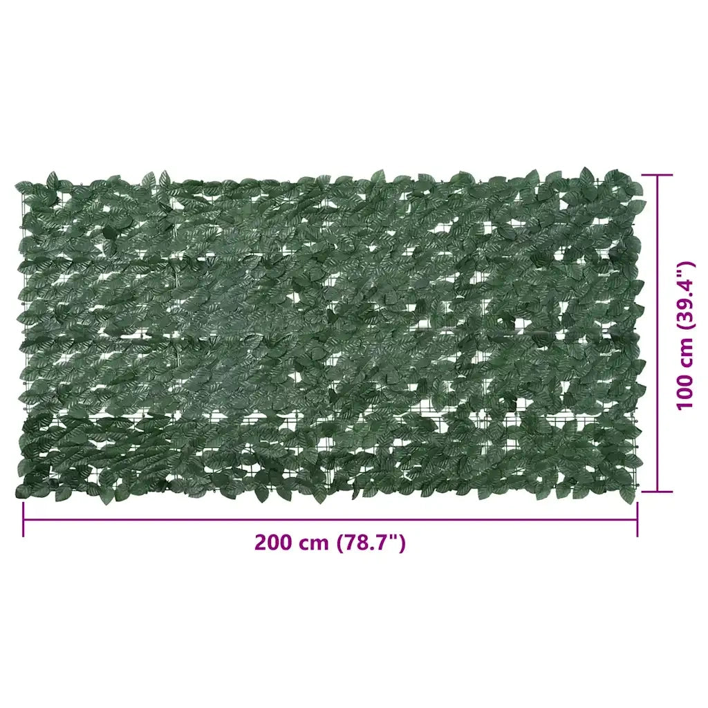 Paravento da Balcone-Pannello per balcone con Foglie Verde Scuro 200x100 cm