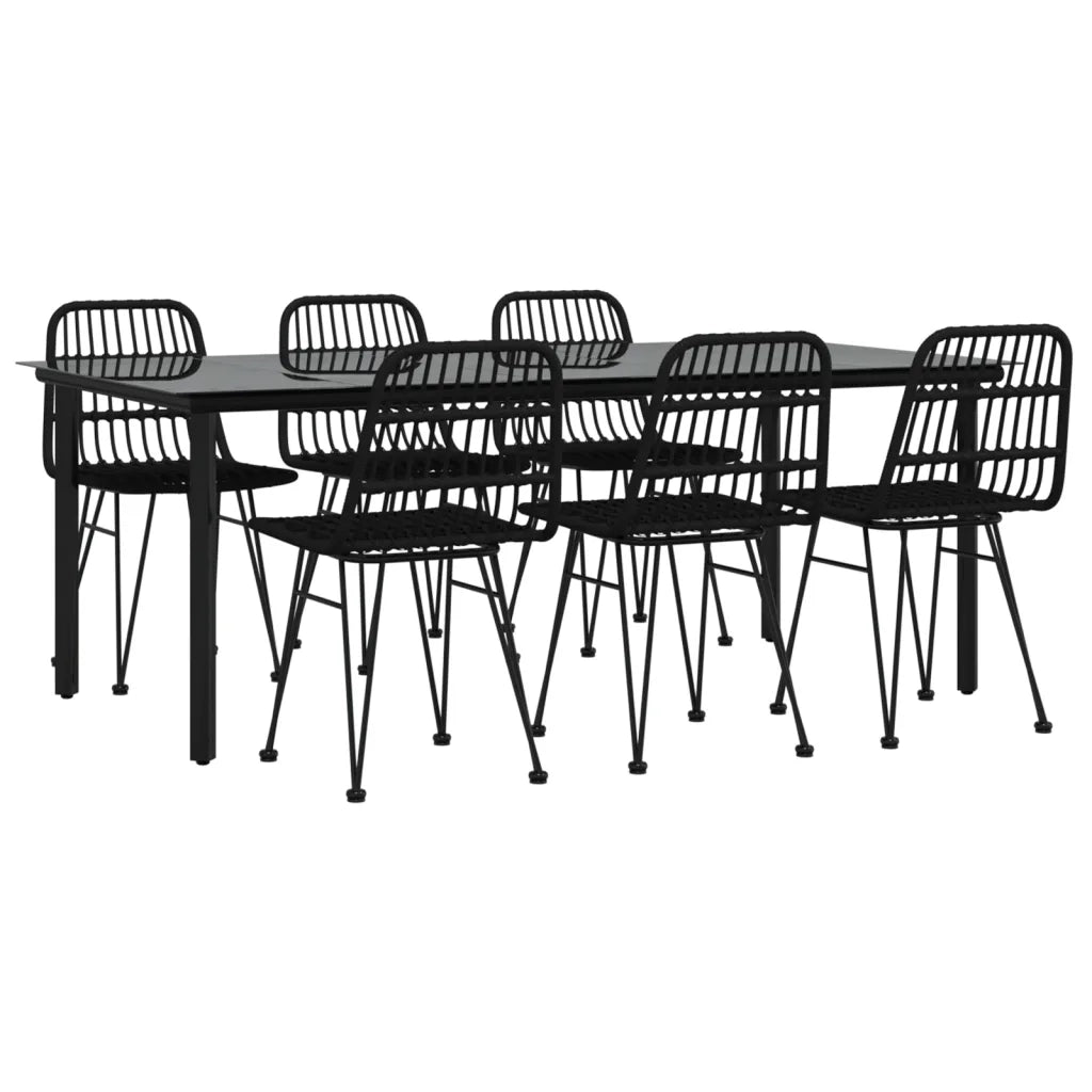 Set da Pranzo da Giardino 7 pz Nero in Polyrattan cod mxl 35599