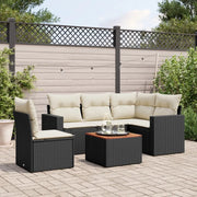 Set Divano da Giardino 6 pz con Cuscini Nero in Polyrattan 3256455