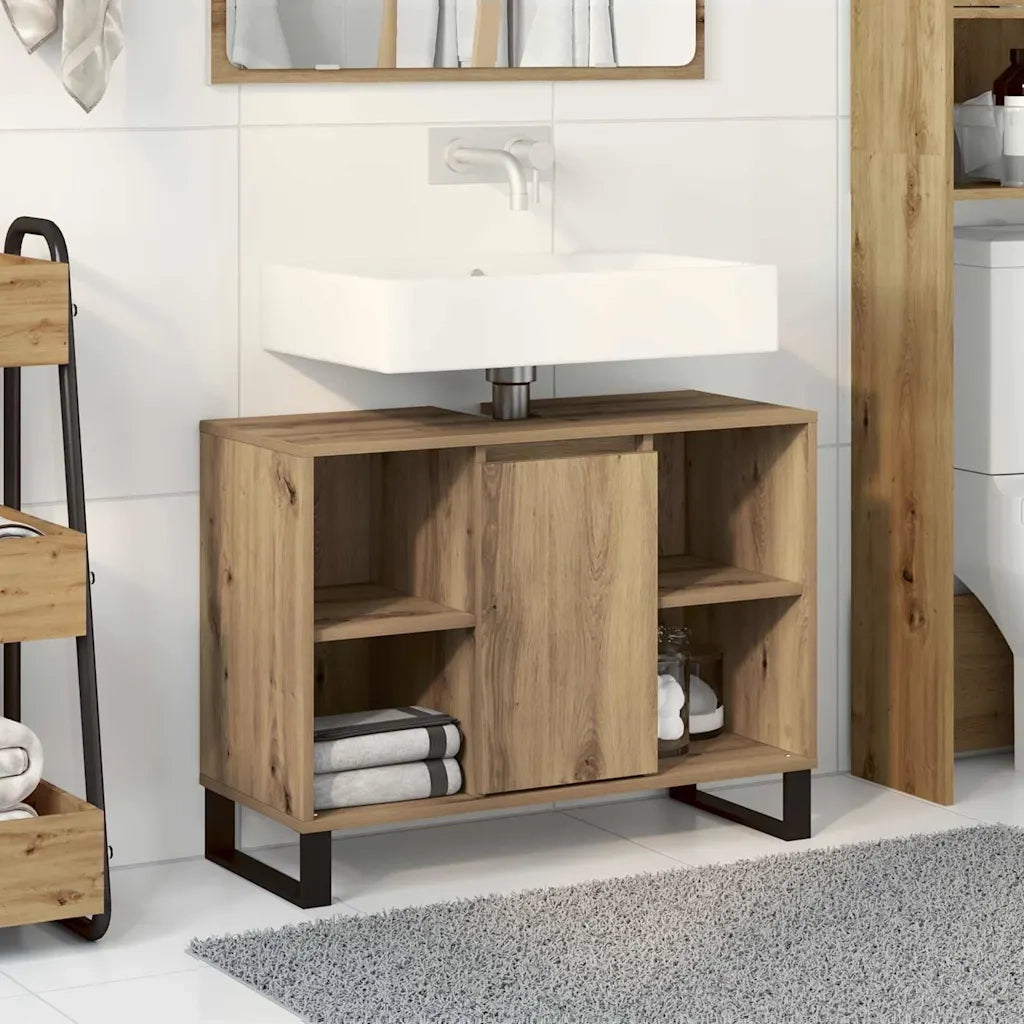 Mobile da Bagno con porta Rovere artigianale 80 x 33 x 60 cm 873899