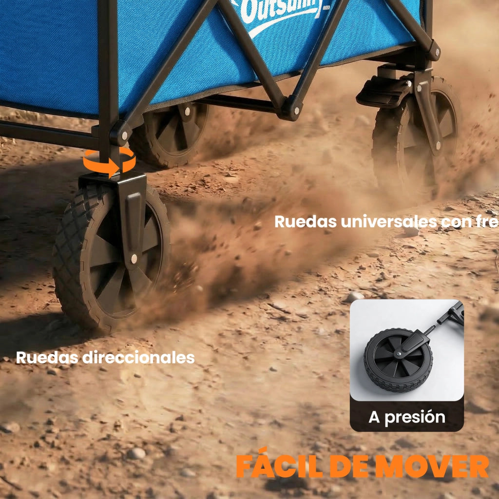 Carrello da Giardino Pieghevole con Ruote Bloccabili ¨C zephmum ¨C 85x50x99 cm Blu