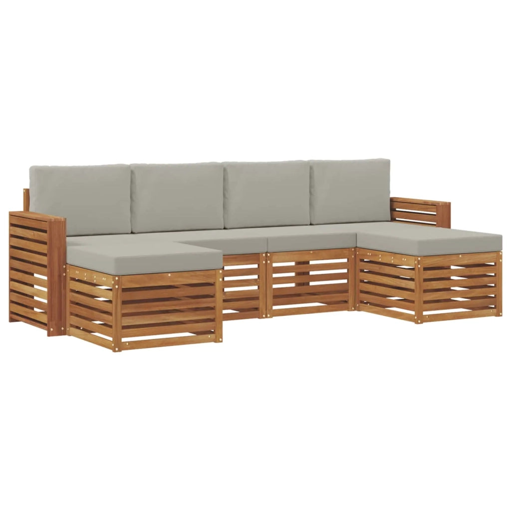 Set divani con cuscino 6 pcs Grigio Naturale e Chiaro