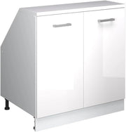 Mobile sottotetto Rion, Bianco lucido, 80 x 81.6 cm con 2 porte, carcassa 60 cm profondità, adatto per il salvaspazio sotto tetti spioventi