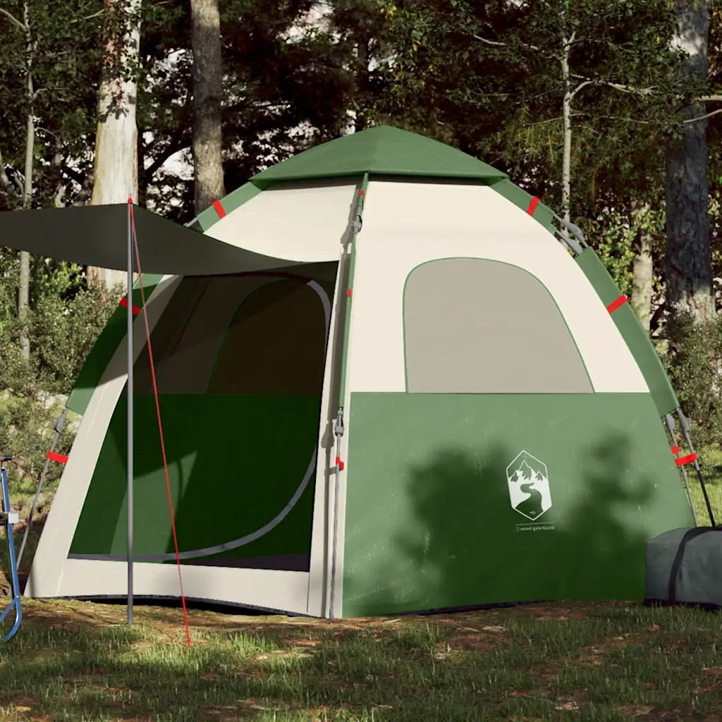 Tenda da Campeggio Cabina 4 Persone-Tenda per Escursionismo Verde a Rilascio Rapido 322469