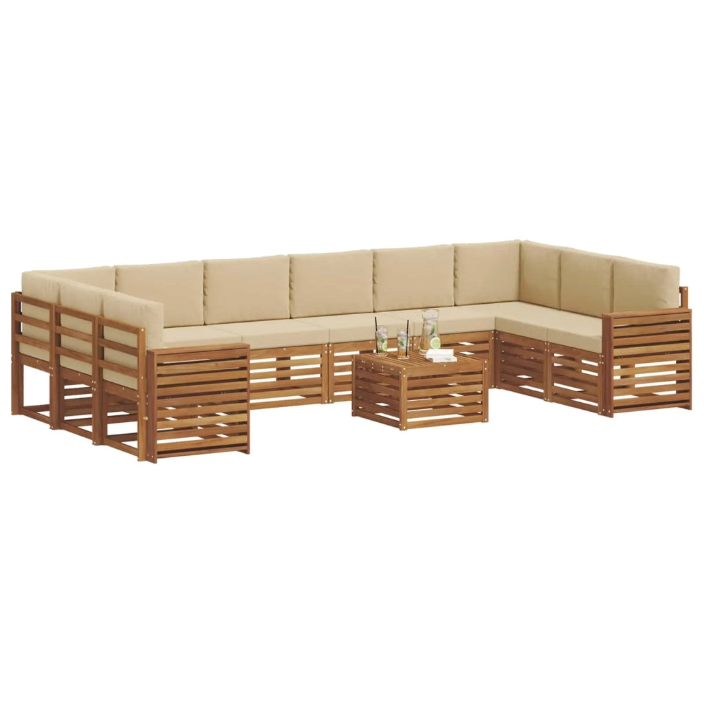 Set divano sezionale con cuscino 11 pcs Naturale e Beige 3375608