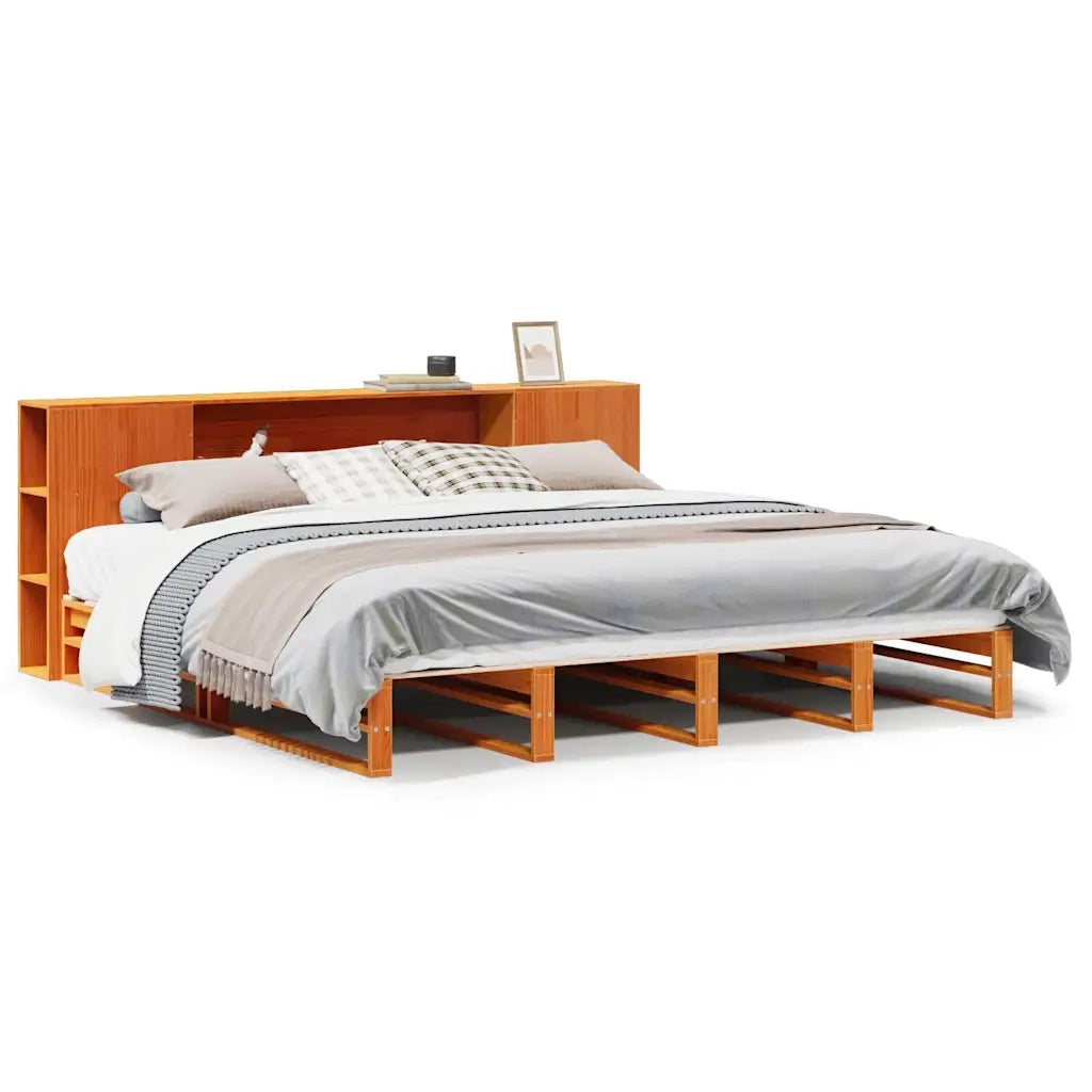 Letto Libreria senza Materasso Marrone Cera 200x200 cm Legno 3323889