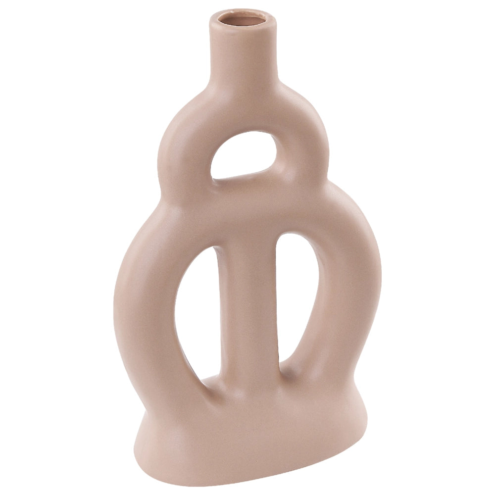 Vaso per fiori da tavolo in porcellana decorativa moderna forma astratta beige