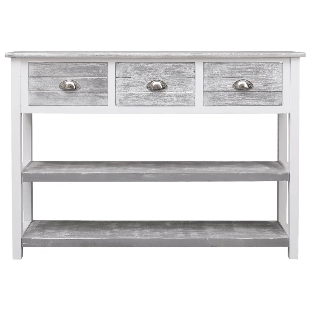 Credenza-Buffet-Armadio da cucina Grigio Antico 108x30x76 cm Legno Massello di Paulownia