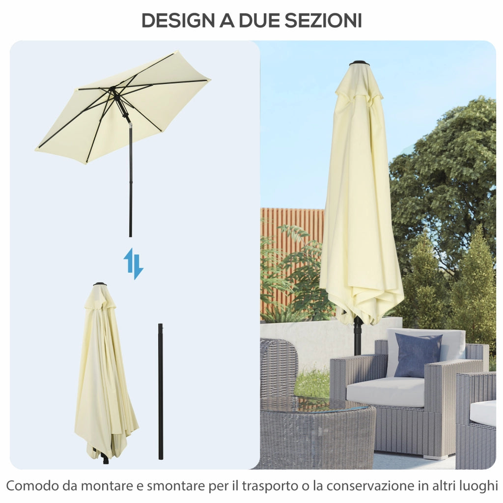 EasyComfort Ombrellone da Giardino 2.7x2.5 m, in Poliestere e Metallo con Tettuccio Inclinabile, Beige Nero