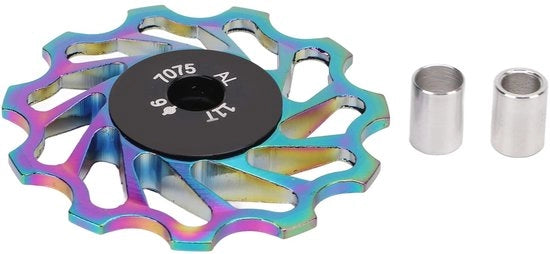 Derailleur posteriore a catena 11V - Lega leggera in alluminio - Supporti a rulli ceramici - Guida ruota - Riduzione del perduto della catena - Profilo dentato profondo - Pignone guida