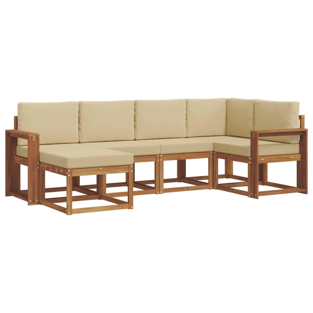 Set di divani da esterno con cuscino 6 pcs Naturale e Beige