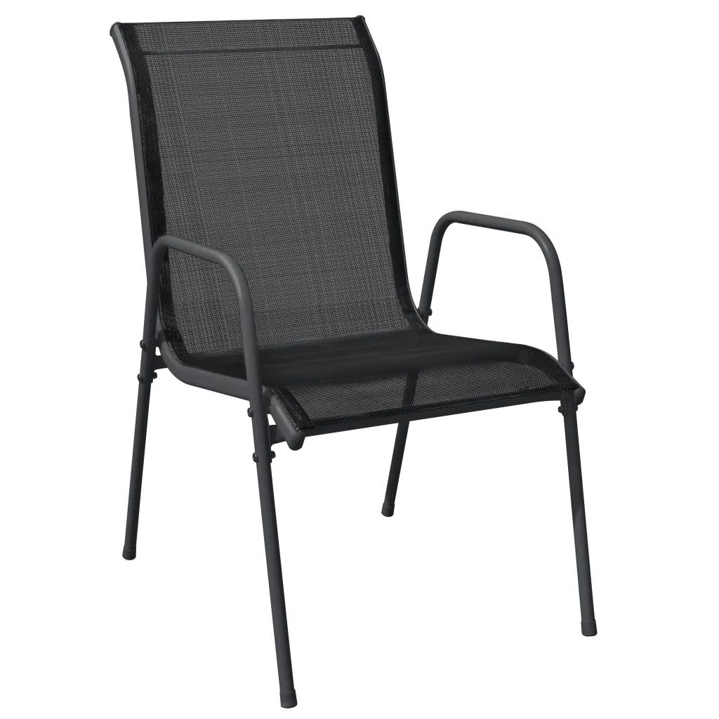 Set da Pranzo da Giardino 3 pz Nero in Acciaio e Textilene 3200682