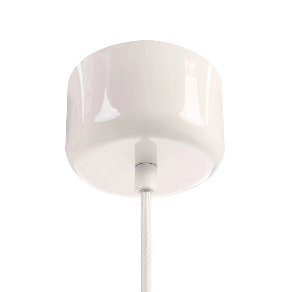 Lampada a sospensione in metallo con paralume a tamburo in tessuto stile bianco Stile moderno di metà secolo