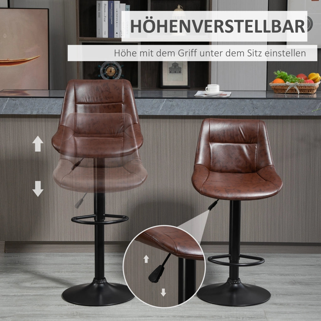 Set di 2 sgabelli da bar regolabili in altezza con poggiapiedi ¨C zephmum ¨C nero e marrone 46.5x50x108 cm