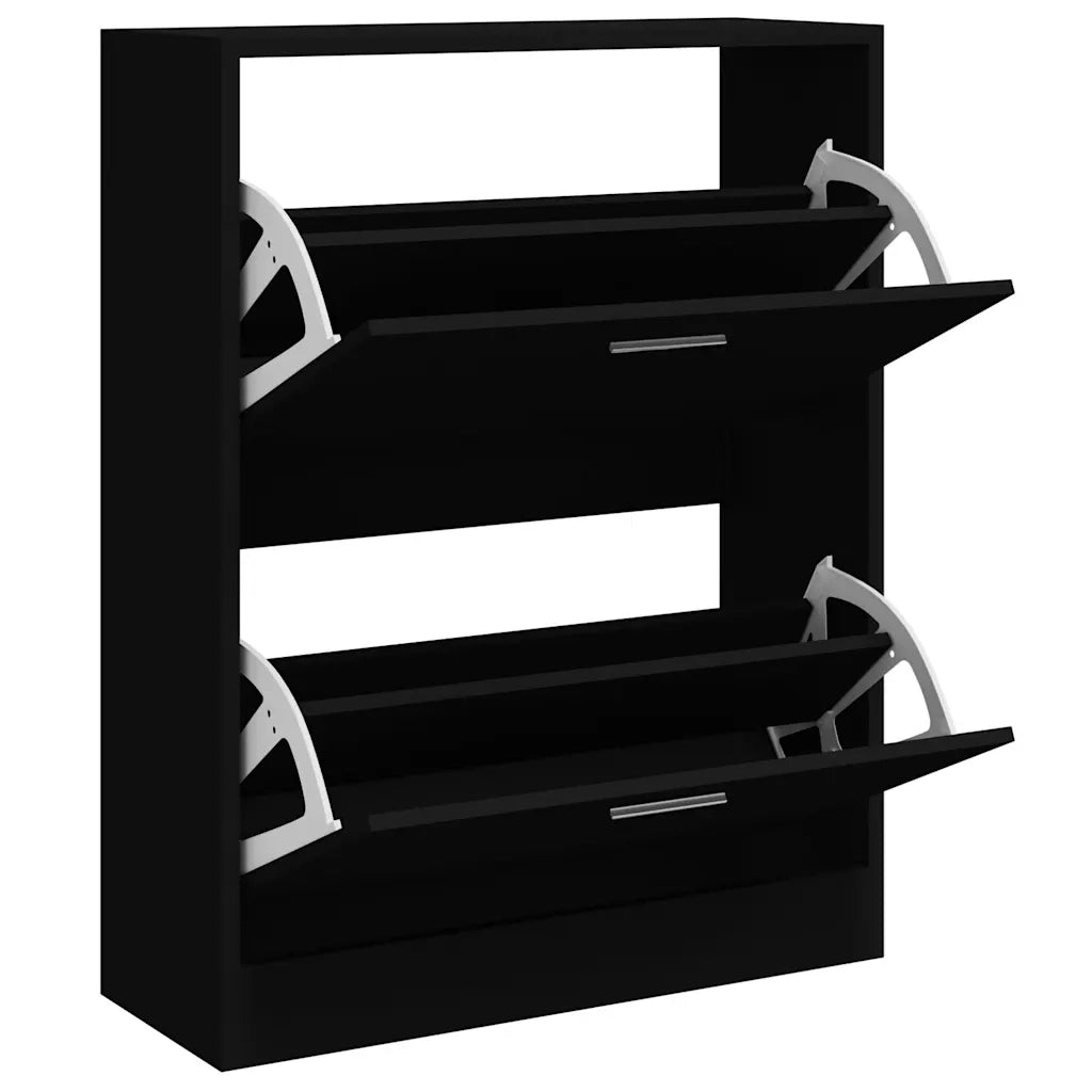 Scarpiera Nera 63x24x81 cm in Legno Multistrato 342558