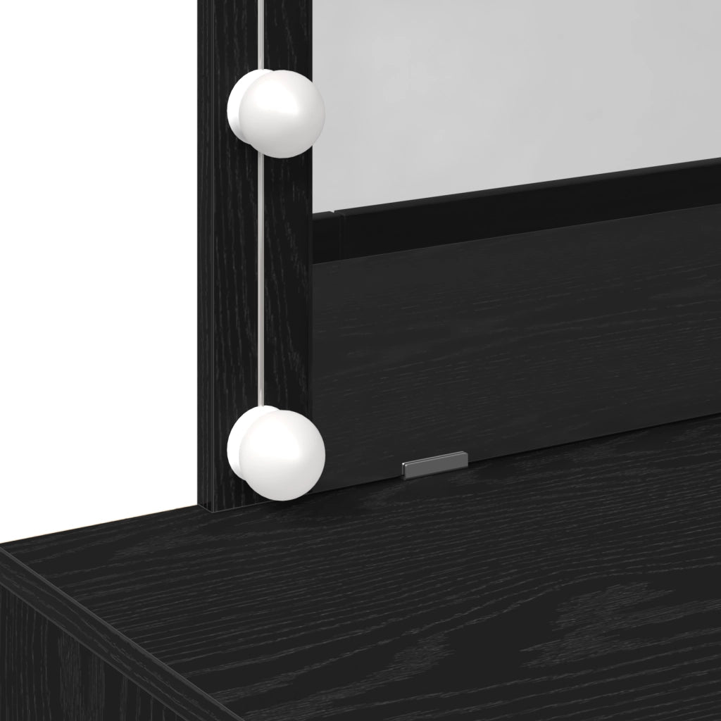 Tavolo da trucco con LED Rovere Nero 100x40x120 cm