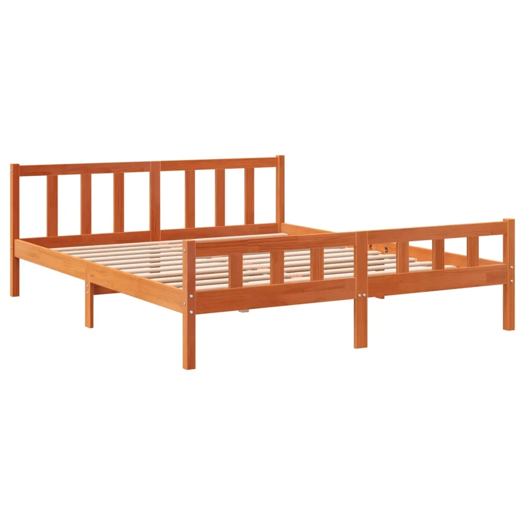 Letto senza Materasso Marrone Cera 160x200 cm in Legno di Pino 844399