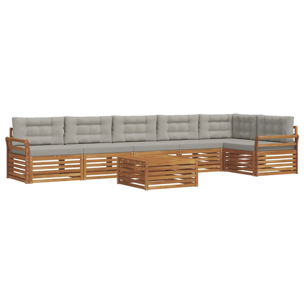 Set di divani da esterno 7 pcs Grigio Naturale e Chiaro