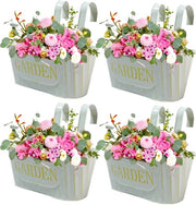 Set di 4 vasi per piante in metallo vintage con fori di drenaggio rimovibili, vaso da balcone, vasi da appendere per piante da esterno, balcone, giardino, 27×14,5×24 cm