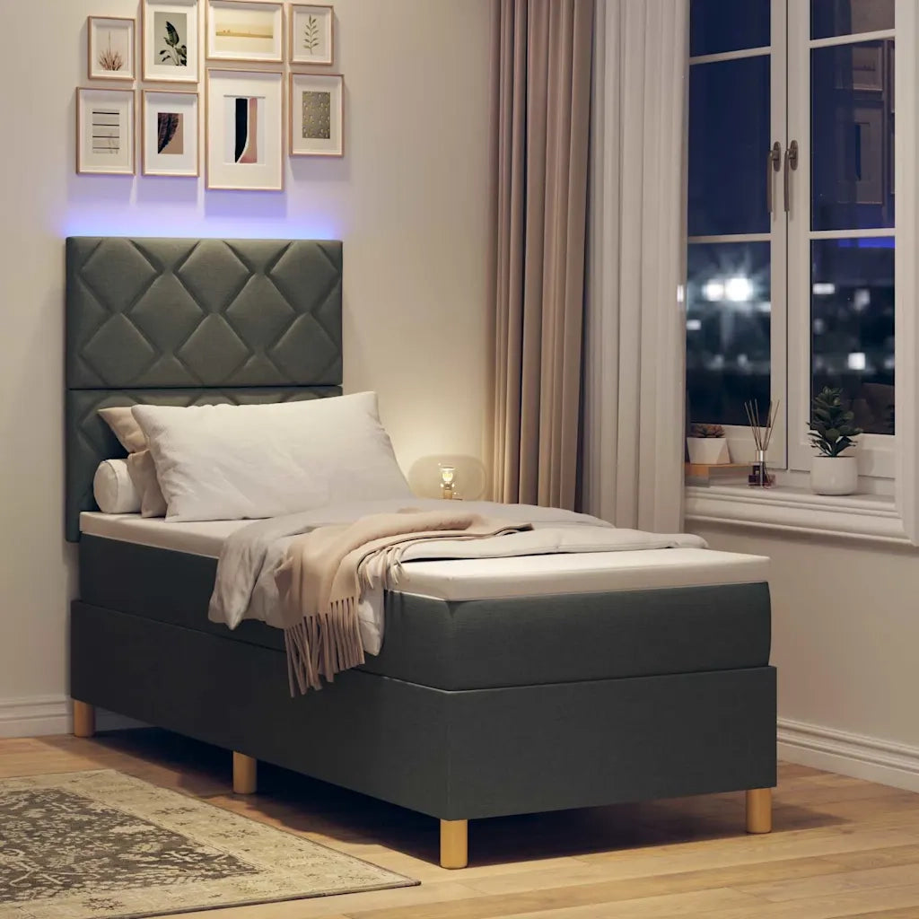 Letto a Sorgente LED Grigio scuro 80 x 200 cm Tessuto 3343132