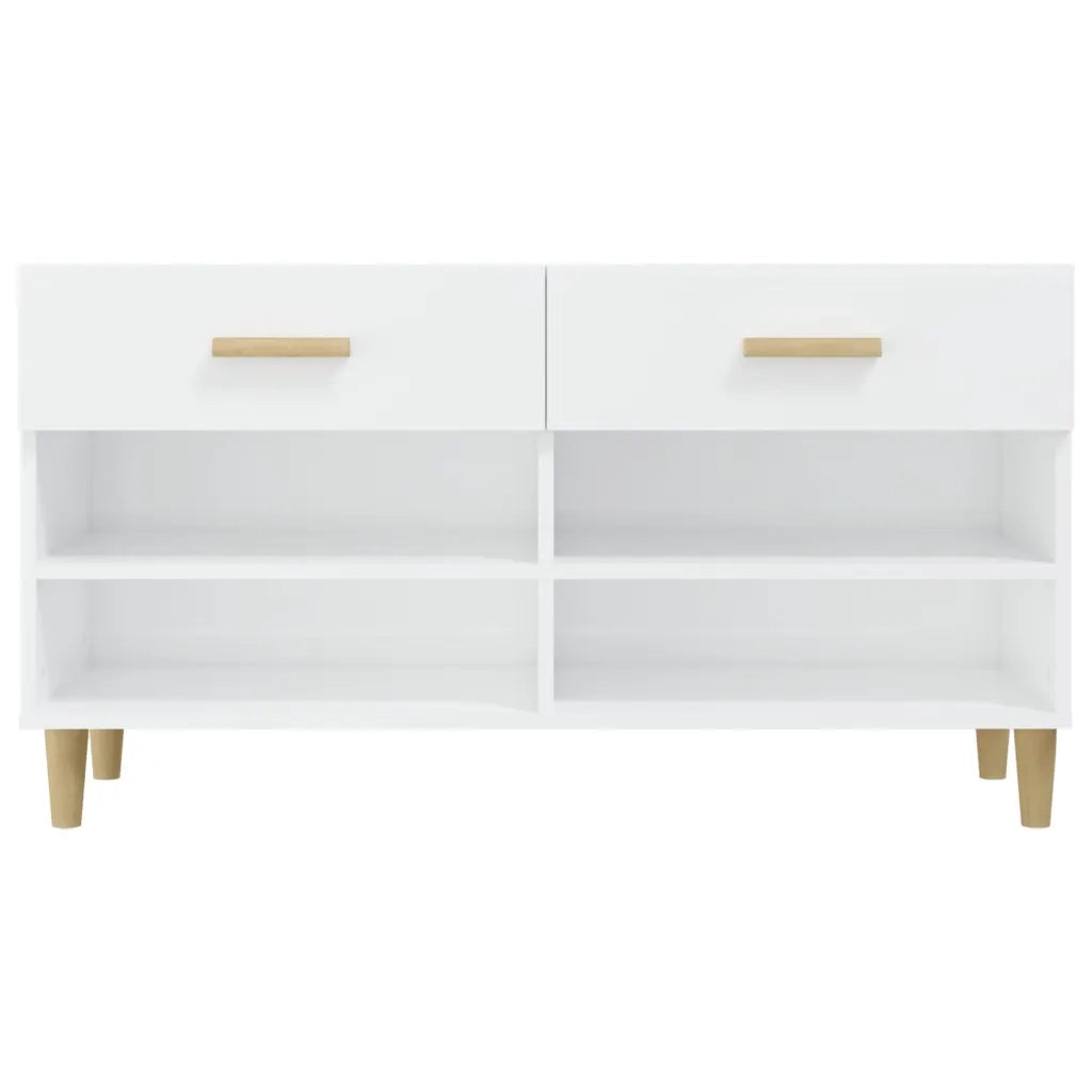 Scarpiera Bianco Lucido 102x35x55 cm in Legno Multistrato 812822