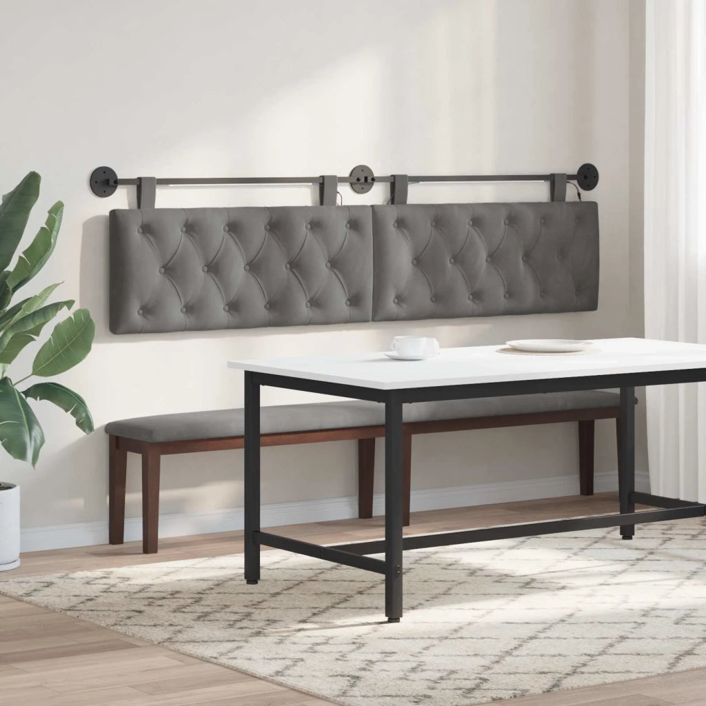 Testiera sospesa Con luce LED Grigio Scuro Velluto