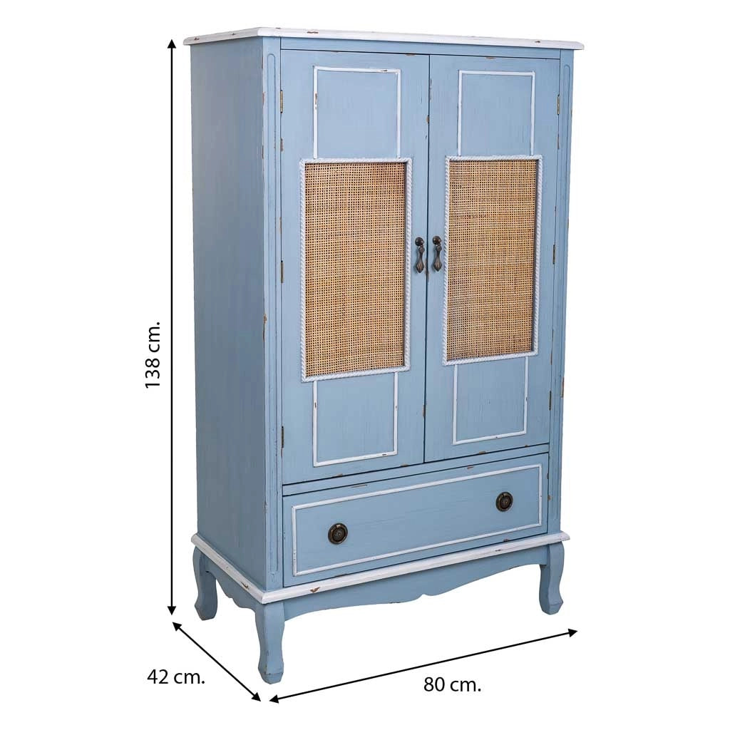 Armadio in legno con 2 ante e 1 cassetto 80x42x138