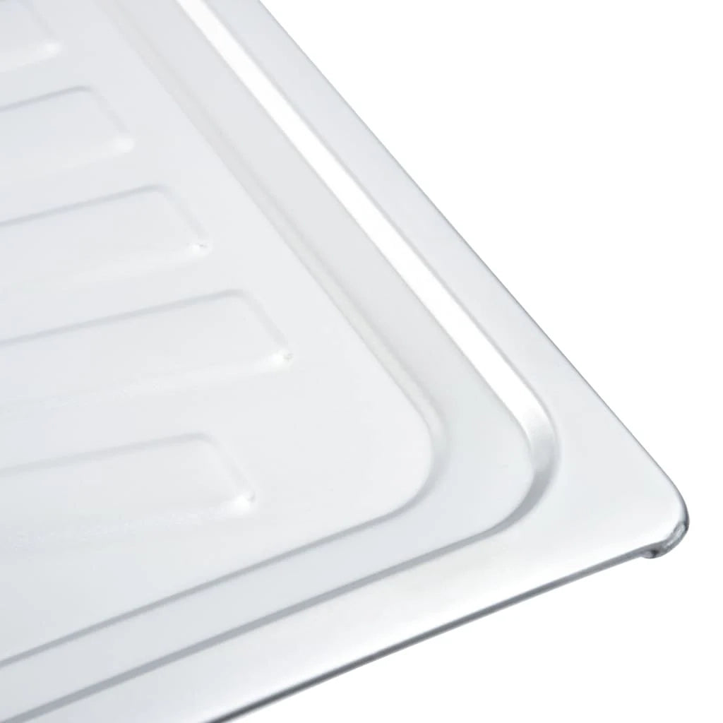 Lavello doppio da cucina con piletta e sifone 120 x 50 cm acciaio inox 02_0002360