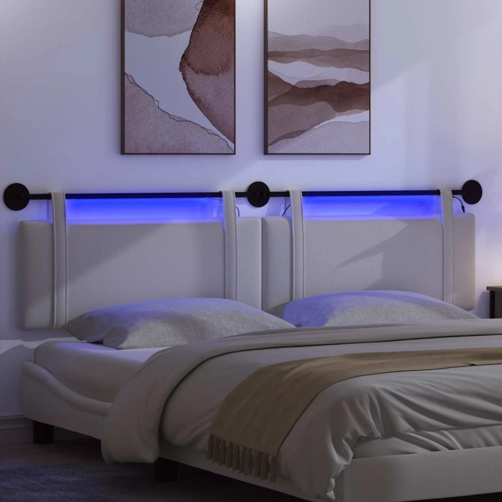 Testiera sospesa Con luce LED Bianco Tessuto 3424036