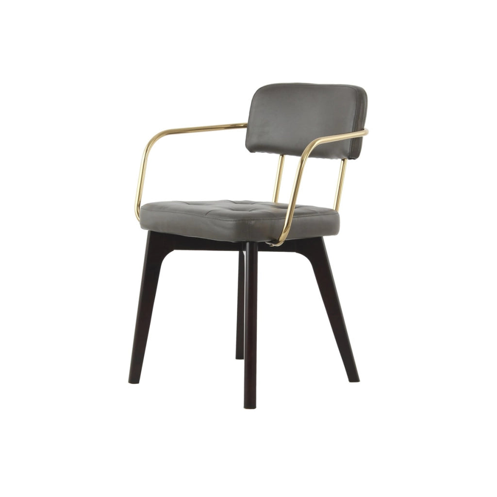 Sedia di design Manchester in ecopelle antracite e metallo oro