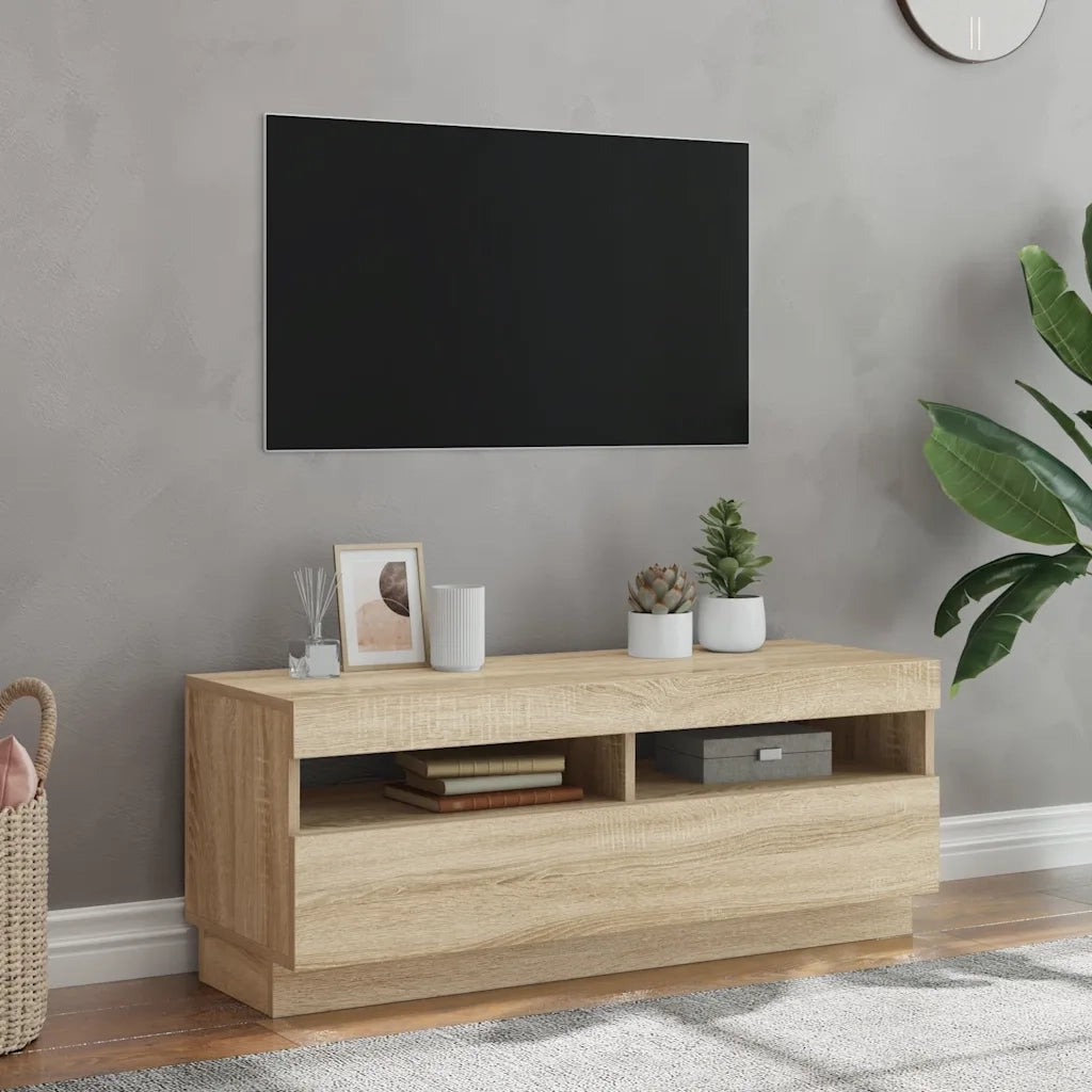 Mobile Porta TV con Luci LED Rovere Sonoma 100x35x40 cm cod mxl 8938