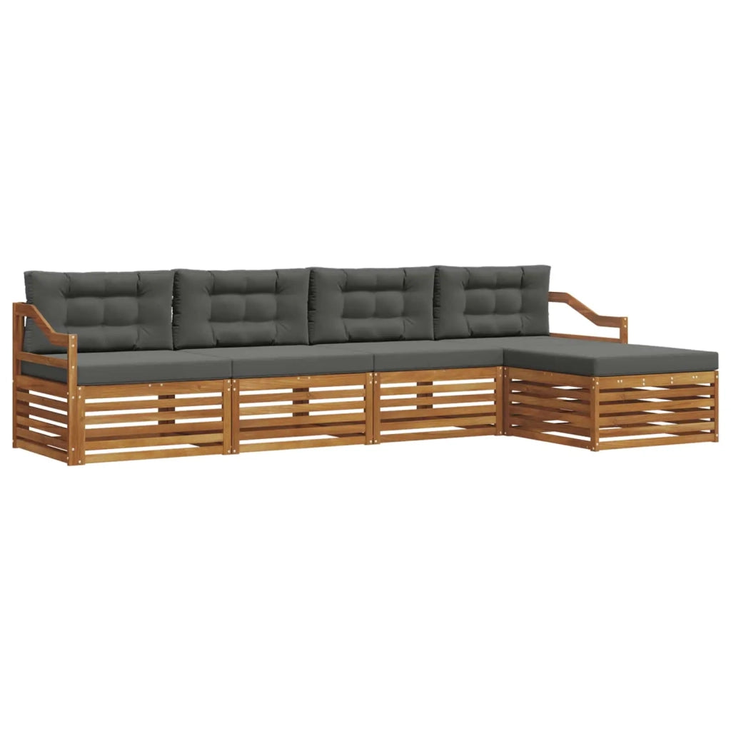 Set di divani da esterno con cuscino 5 pcs Naturale e Antracite 3373317