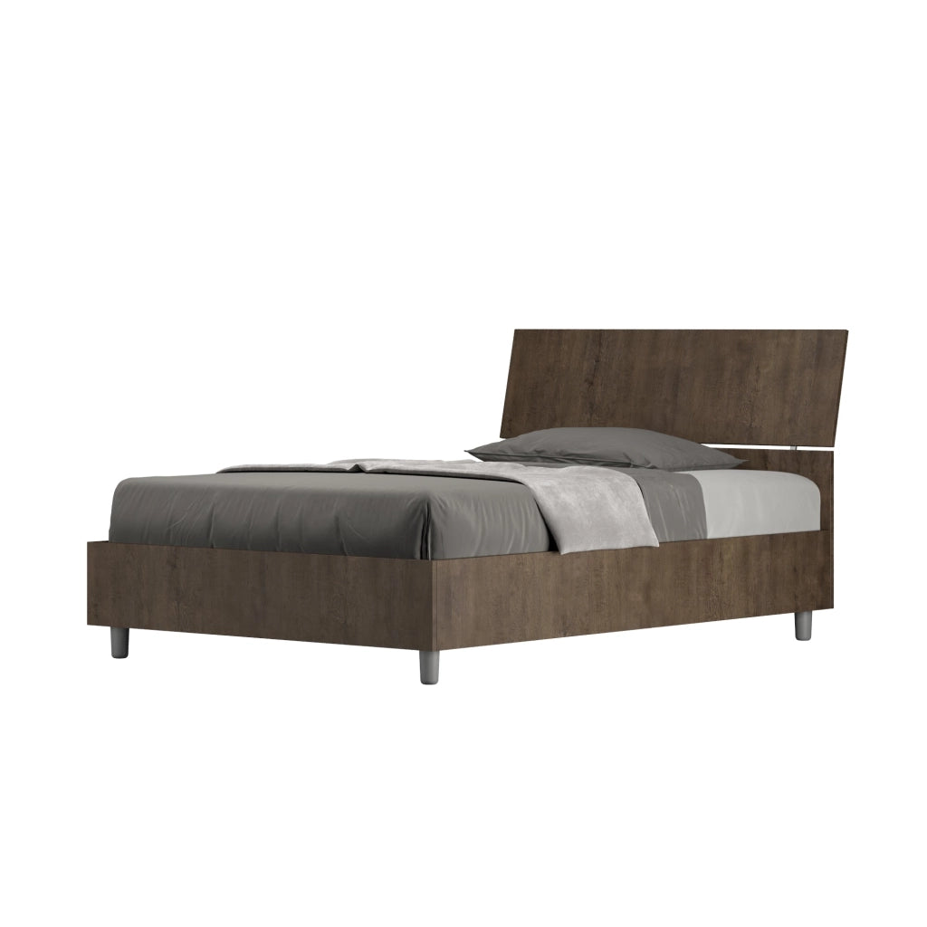 Letto 1 Piazza e Mezzo 120x190 cm con Rete Demas Testata Inclinata Noce
