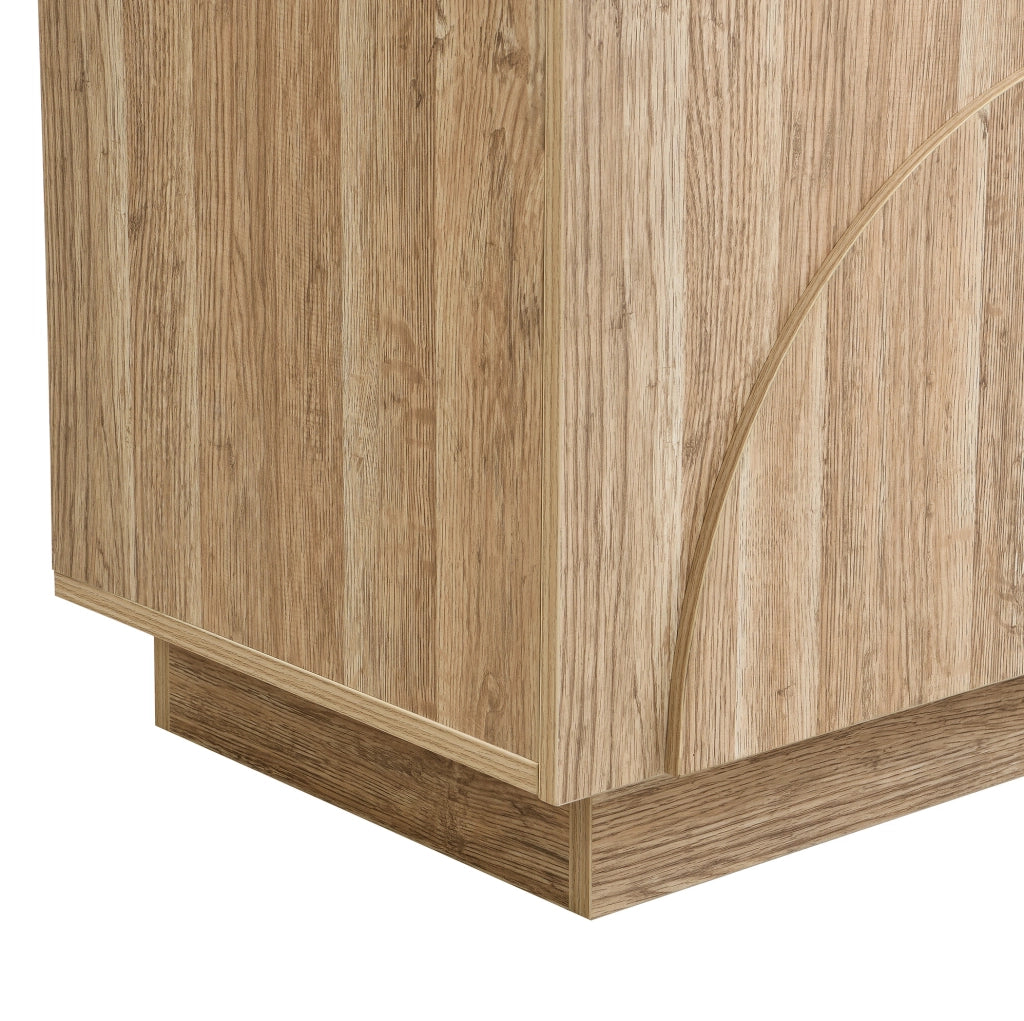 Sideboard in legno naturale 160x40x80 cm con ante a molla e ripiani regolabili