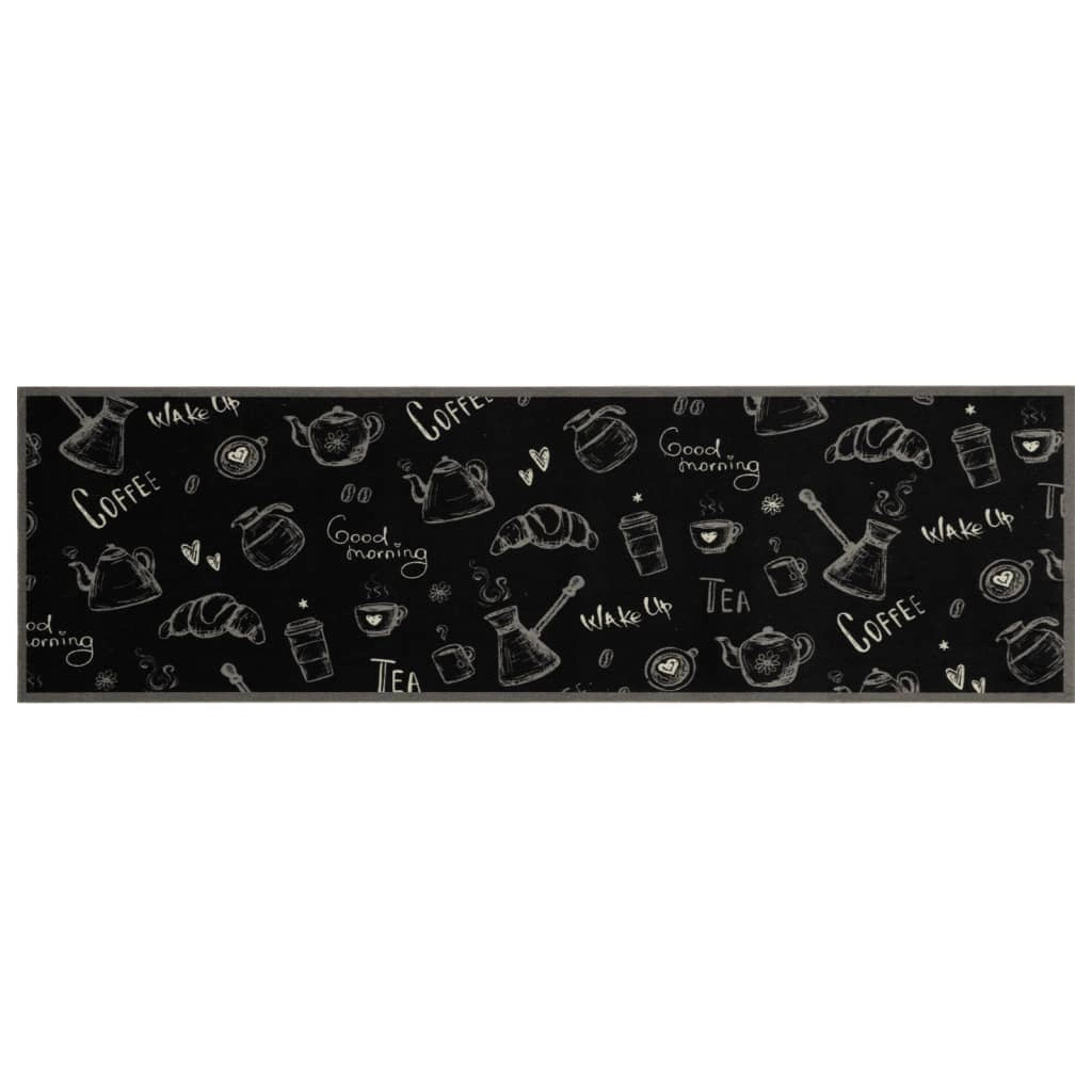 Tappetino decorativo da cucina lavabile morbido e soffice stampato 45 x 150 cm in velluto nero 02_0056423