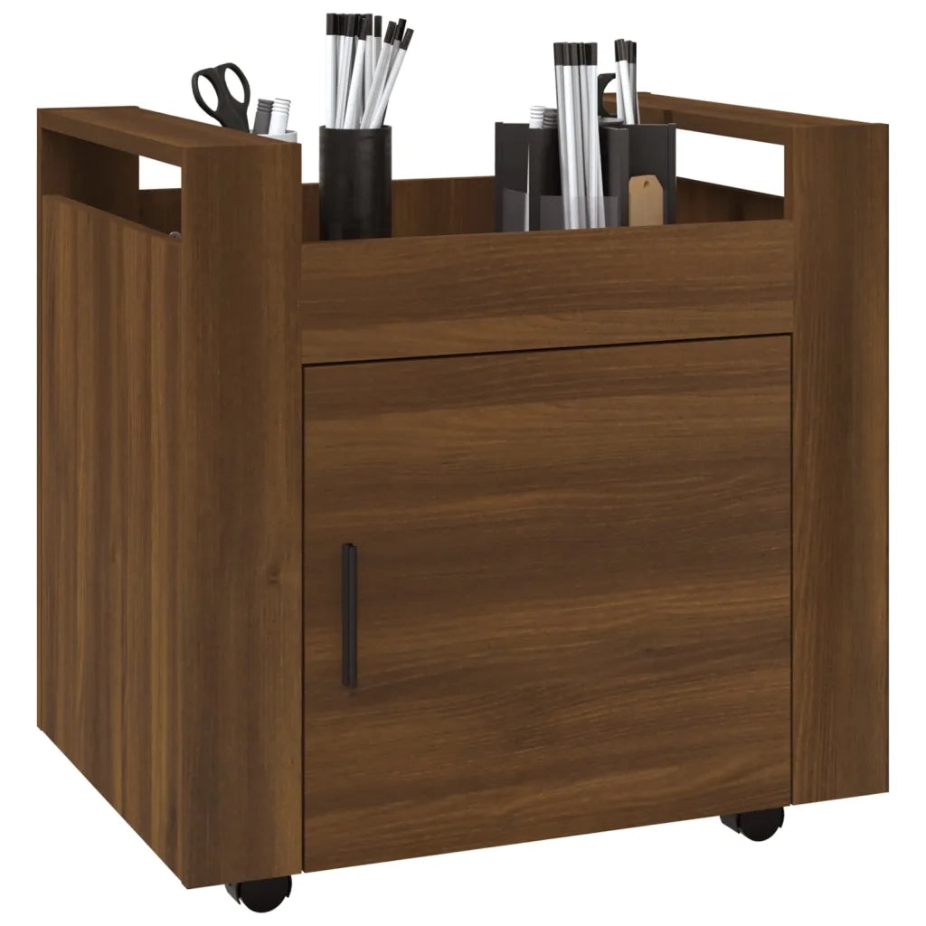 Carrello Scrivania Rovere Marrone 60x45x60 cm Legno Multistrato 816615