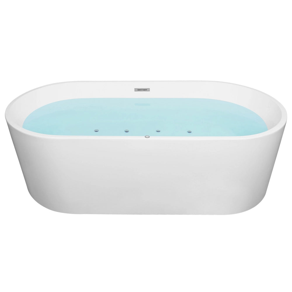 Vasca idromassaggio freestanding bianca sanitaria in acrilico singolo 170 x 80 cm ovale dal design moderno