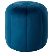 Pouf Blu Velluto Pouf Poggiapiedi Rotondo Glam