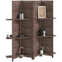 Paravento da interno in legno con 4 pannelli, Pieghevole, 160 x 170 cm, Noce
