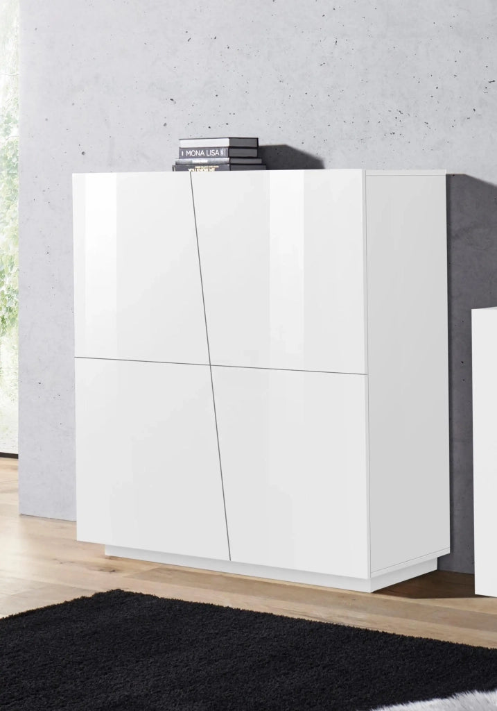 Mobile Madia VEGA L 120 x H 126 x P 43 cm bianco lucido