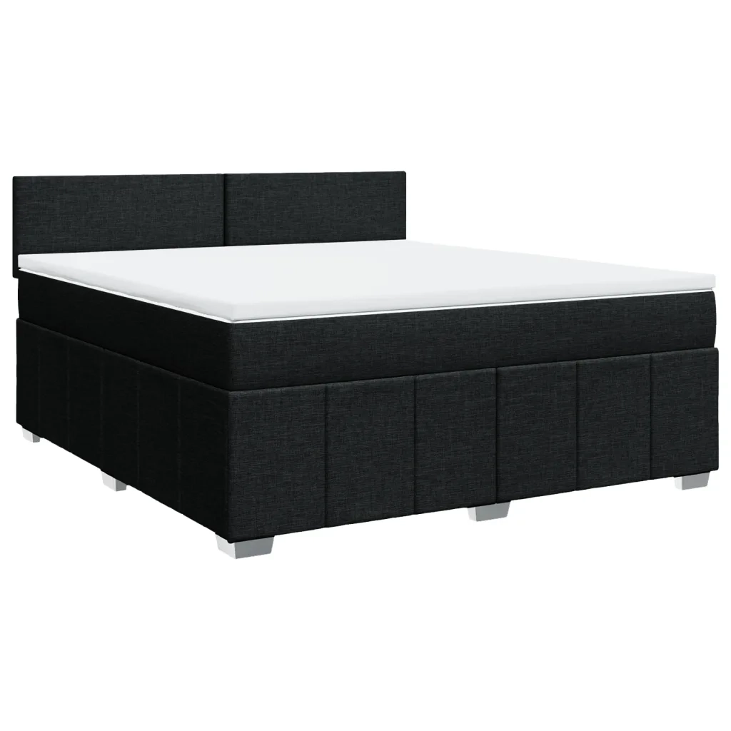 Giroletto a Molle con Materasso Nero 180x200 cm in Tessuto